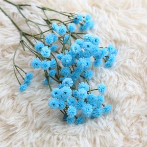 装飾的な花の花輪青い赤ちゃん呼吸人工シルクフェイクディーフローラルブーケウェディングホームデコレーションオーナメントsztuczne kwiaty