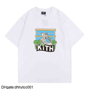 2022 SS High Tide Brand Men's TシャツKith Cat Mouse Printed短袖の漫画ティーコットンTシャツS091A1 L12D
