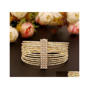 Charmarmband armband unika mikrobana 18k guldpl￤terade kristall med diamantarmband armband droppleverans smycken dhtbl