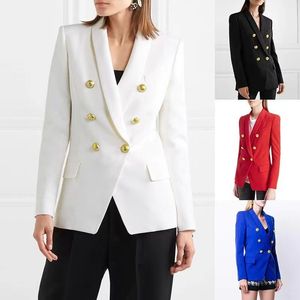 Medigo-0008 Womens Suits Designer Blazers Premium New Style Top Quality Original Design Double-Breasted Slim Jacket Metal Backles Blazer Retro Shawl Collar Outwear