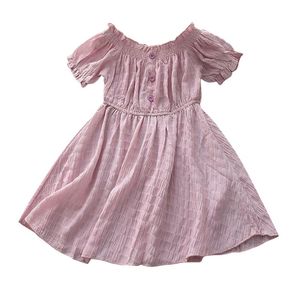 女の子のドレスの年の女の子のドレス幼児ソリッドシフォンオフショルダーキッズサマーエレガントガールバレエサンガールズ