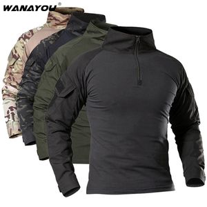 Men s Outdoor Tactical Hiking T Shirts Military Army Long Sleeve Hunting Climbing Shirt Male Sport Tops Asian Size M 4XL 220719