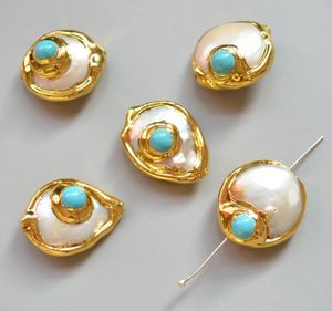 Подвесные ожерелья Природа Пресноводный жемчужный разъем с цирконом золотым гальванином для ювелирных изделий, изготовленных белыми проставками.