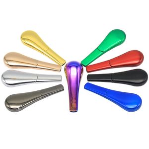 Portable Zinc Alloy Spoon Shape Smoking Pipes Scoop Hand Metal Pipe With Cover Multi-Color Smoke Tube Tobacco Herb Cigarette Holder ZL0777