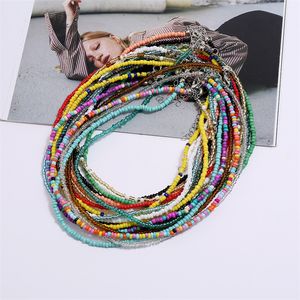 Böhmen Handgjorda regnbågsfrö Beaded Necklace Women s Fashion Wild Sweet Colorful Collar Choker Halsband smycken gåva D3