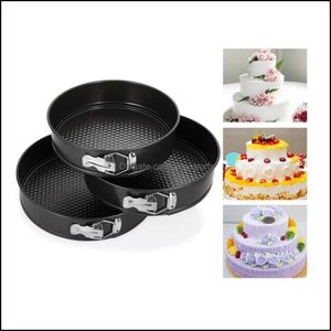 Narzędzia do ciasta pieca kuchnia kuchnia bar domowy ogród 3PCS Nonstick Spring Panki okrągłe kształt formy Usuń Dno Bake Circle Circle