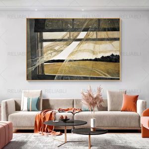 Vintage Scenery Outside Window Wind Poster and Print Canvas Painting Wall Art Cuadros For Living Room Creative Home Decoracion