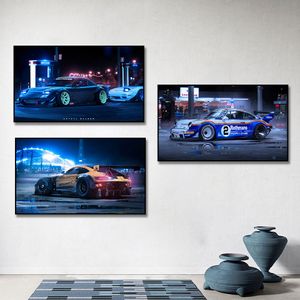 スポーツとレーシングカーのポスターペインティングキャンバスプリント北欧の家の装飾リビングルームのための壁アート画像