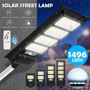 Iluminação externa de luz solar LED 800W 1000W 1200W 1500W Lâmpada de rua Controle remoto Lâmpada de parede à prova d'água com sensor de radar