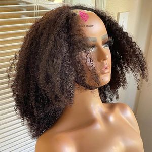 30Inch Afro Kinkys Curly U Part Wig 100％Human Hair Wigs Virgin Brazilian v Upart Wig 3b 3c Kinky Coily Humans Hairs for Women for