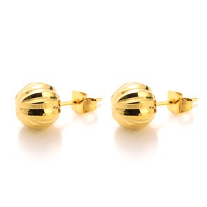 Novo brinco de volta 18K ouro amarelo cheio de esferas redondas maciças brincos de piercing de cartilagem