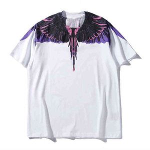 Men s and Women s Short sleeved Mb Cotton Wings Printed Loose Round Neck Water Drop Feather Half sleeved T shirt s1S1