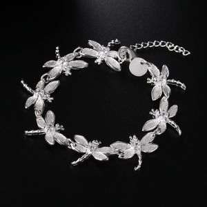 925 Silver Color Crystal Dragonfly Chain Bracelets For Woman Men Classic Wedding Party Christmas Gift Fashion Jewelry