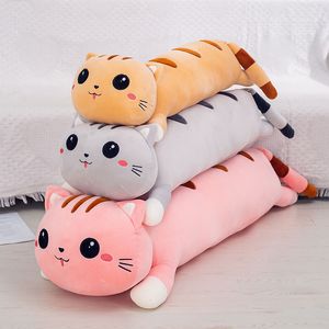 Simpatico e creativo morbido gatto bambola di peluche sdraiato gatto bambole cuscino regalo di compleanno per bambini