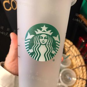 Tik Tok Mermaid Starbucks Mugs 24OZ 710ml tumbler cup Reusable clear drinking flat bottom Straw Cup with Cylindrical lid Bardian machine printed non-fading cups