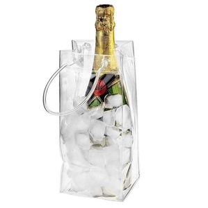 Portable Ice Wine Bag Collapsible Clear Cooler Packing PVC Leakproof Pouch Bags With Carry Handle For Champagne Cold Beer Wines Chilled Beverages SN4785