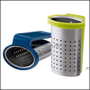 Kaffe te -verktyg dricker kök matsalbar hem trädgård infuser återanvändbar silver kopp tekanna rostfritt stål skedfilter med hållare r