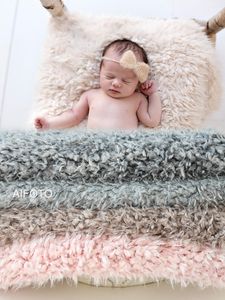 Borndrop Faux Fur Flokati Rug Blanket Shoot Studio Acessórios Conjunto para Baby Pothy Props Basket Stuffer Posing 220630