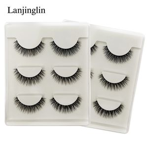 LANJINGLIN 10 boxes natural long false eyelashes wholesale make up 3d mink lashes full strip lash eye makeup tool faux cils 220607