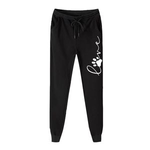 Moda spodnie dresowe dla kobiet jesień zima zima ciepła miłość drukowana jogger spodnie casual fitness działa długie spodnie 220325