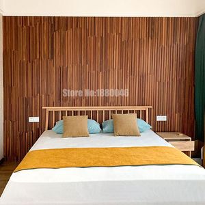 Adesivos de parede 12 pcs / pacote High-end estilo americano arte de madeira mosaictile 3d adesivo para sala de exposições / casa / decoração de escritório