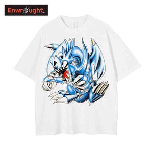 Anime Yu Gi Oh T shirt Casual Harajuku Blue Eyes White Dragon Graphic T Shirts Men Summer Streetwear Tops Tees Cotton