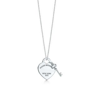 Please Return to New York Heart Key Pendant Necklace Original Silver Love Necklaces Charm Women DIY Charm Jewelry Gift Clavicl267h
