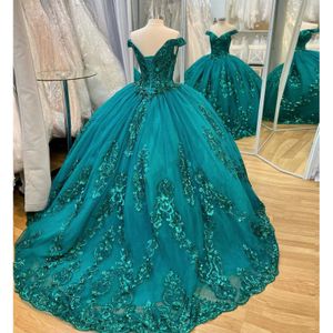 Emerald Green Quinceanera Dresses Sweet 16 Girl Appliques Princess Ball Gown Graduation Prom Dress Vestidos De 15 Años