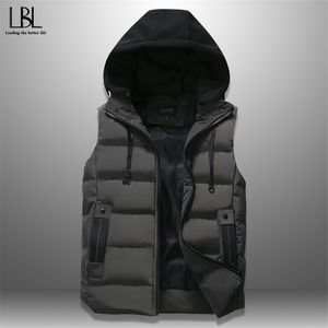 Nuovo autunno inverno uomo casual gilet con cappuccio solido giacca senza maniche maschile spesso caldo gilet con cerniera tasche tuta sportiva S4XL 201120