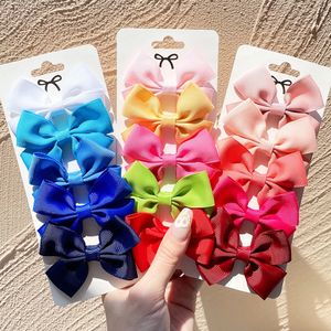 Toptan 2.6 '' Katı Bowknot Saç Klipi Çocuklar İçin Kızlar El Yapımı Grograin Ribbon Yay Saçkuru Çocukları Mezar Saç Aksesuarları