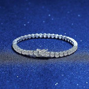 Charm-Armbänder, trendiges 925er-Sterlingsilber, 4 mm Moissanit-Tenniskettenarmband für Damen und Herren, zertifizierter Pass-Diamant-Testcharm-Cha