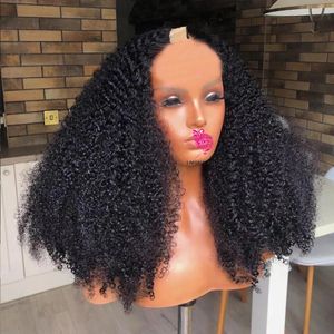250density u parça peruk% 100 insan saçı cümlessiz Moğol Afro Kinky Kıvırcık Tam Makine Remy Afro 4B 4C Curlys v Parçalar şekli