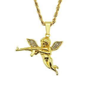 Revengeangel vengeance Angel Diamond Pendant Necklace men's angel gun accsori pendant jewelry