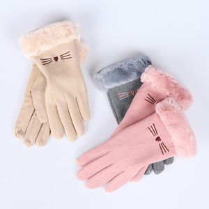 Five Fingers Gloves Fullfinger Winter Warm Heated For Women Touch Screen Cashmere Mitaine Femme Ski Women's Mitts Emo Accessories