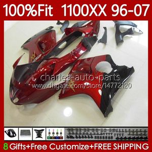 Injection Mold Fairings For HONDA Blackbird CBR1100 CBR 1100XX 1100 XX CC 96-07 114No.101 Dark red CBR1100XX 96 97 98 99 00 01 02 03 04 05 06 07 1100CC 1996 2007 Body