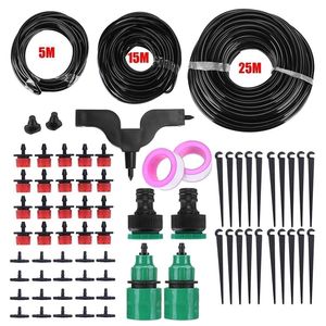 5-25M DIY Drip Irrigation System Automatic Watering Plants Garden Mist Sprinkler Nozzle Watering Kit Water Hose Micro-Drip Kit T200530