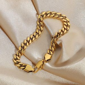 Catena di collegamento 6,4 mm di delicata Miami cubana braccialetti folli per donne uomini da donna 18k oro oro in acciaio inossidabile Bracciale punk gioielli punk inte22