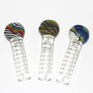 4.72" Colorful Glycerin Glass spoon hand Pipe Handmade Tobacco Pipes For Dry Smoking Mini Bubbler ash catcher