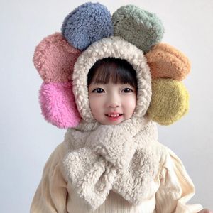 Wholesale kids hats scarfs for sale - Group buy Scarves Kid Multi Color Head Scarf Winter Warm Hooded Sun Flower Protection Hat Autumn Cute PlushScarves
