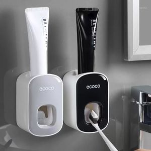Automatic Toothpaste Dispenser Dust-proof Toothbrush Holder Wall Mount Stand Bathroom Accessories Set Toothpaste Squeezer1