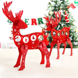 Red Wood Christmas Elk deer christmas decorations for home Diy christmas ornaments for tree navidad Year Gift for Kid 201027