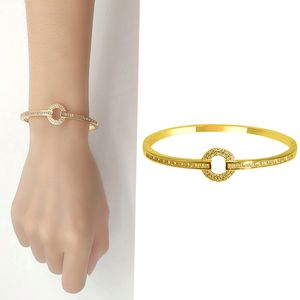 Bracelet For Woman Charm Bangles Wrist band Feng Shui Gold Plated Copper Simple Stick-Set Diamond Circle Hoop Fashion Diamond Tennis Jewelry Couple Accessories