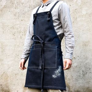 Apron work Korean version do old men and women custom printing denim barber milk tea shop restaurant work clothes children 201007