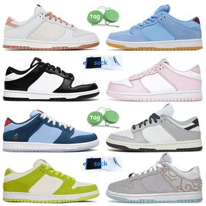 Med strumpor Dunkes Low Sports Trainers Designer Casual Shoes Premium Fossil Rose Black White Pink Foam Why So Sad Light Smoke Grey Green Sneakers Big Size