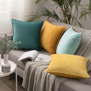 Cushion/Decorative Pillow Nordic Thick Velvet Throw Cover Home Decorative Cushion For Sofa Bed Couch Modern Solid Color Square Case