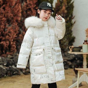 2021 New Girls Girls Winter Jacket Girl Snowsuits Children Down Jacket Real Peur Collar Parka Childrens Clothing Criança Criando J220718