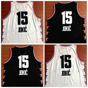 Nikivip Günstiges individuelles Jokic-Basketballtrikot der neuen Saison für Herren, genäht, weiß, schwarz, jede Größe 2XS-5XL, Name und Nummer im Vintage-Stil