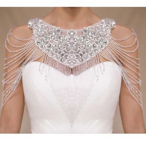 Collares colgantes de la novia europea y americana cadena de hombro de lujo Tassel Tassel Drinestone Wedding Vesting Accesorios Collar de cuello redondo J