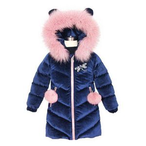 2019 New Children Winter Jacket For Girls Good Quality Thicker Girls Fur Hooded Velvet Girls Fashion Jackets Outerwear 3-12Yrs J220718