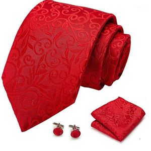 Bow Ties Vangise Red Floral Silk For Men Gifts Wedding Slipsa gravata handduksset Set Business Groom1274Q
